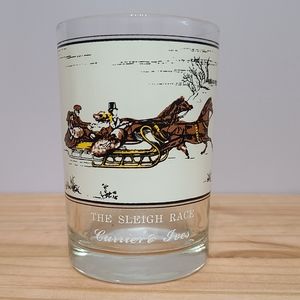 Vintage Currier and Ives Sleigh Ride Collectors Glass